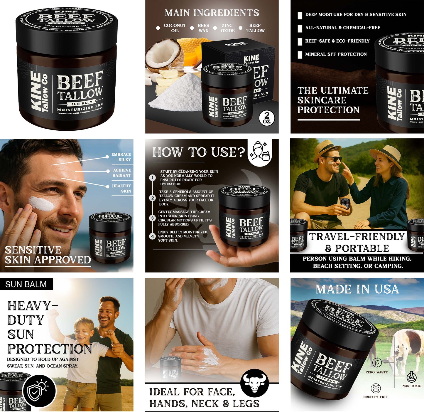 Beef Tallow Sun Balm 2oz.